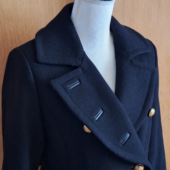 Trina Turk Black Wool Blend Military Coat Size 2 - Picture 3 of 15